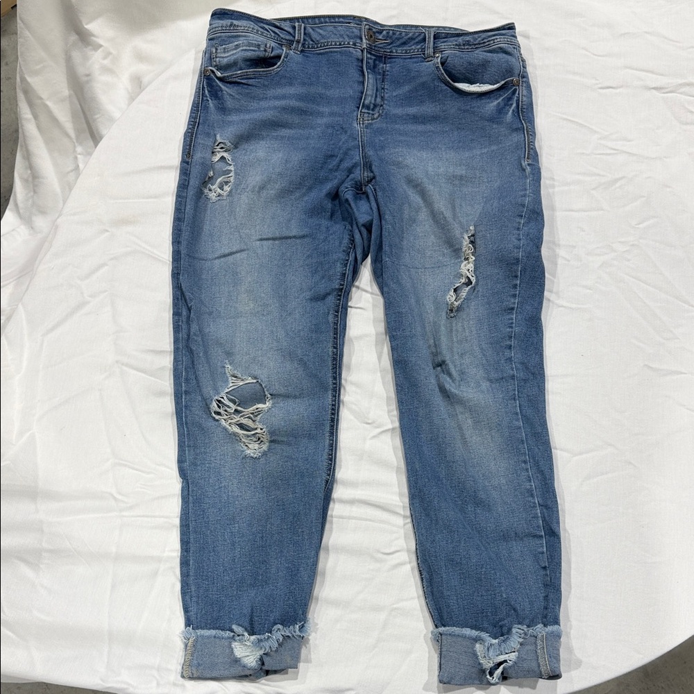 Maurices Blue Ripped Boyfriend Jeans